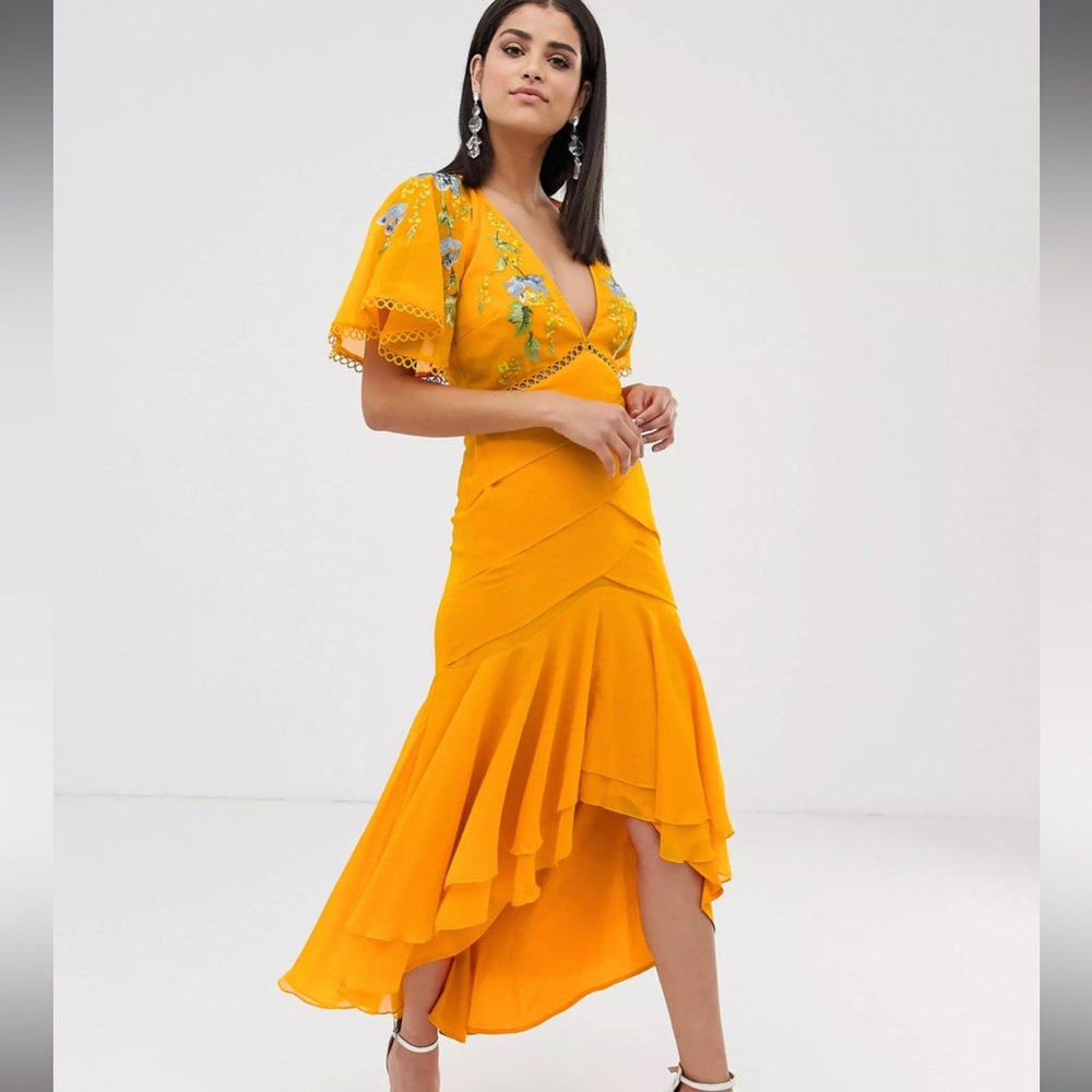 ASOS Yellow Floral Maxi Dress